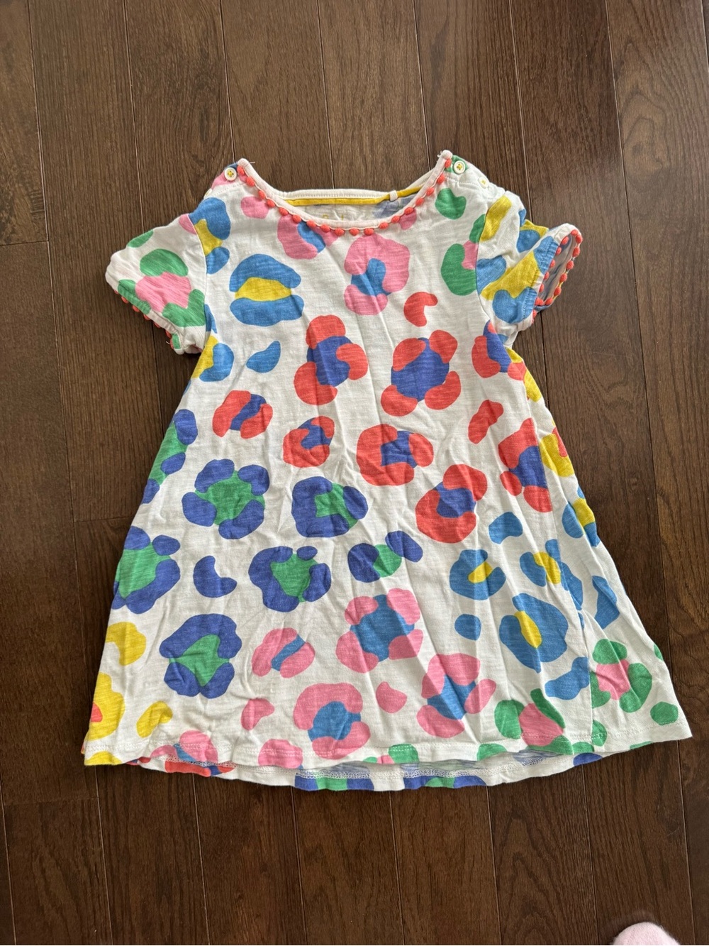 Mini Boden Girls White Multicolor Leopard Print Dress